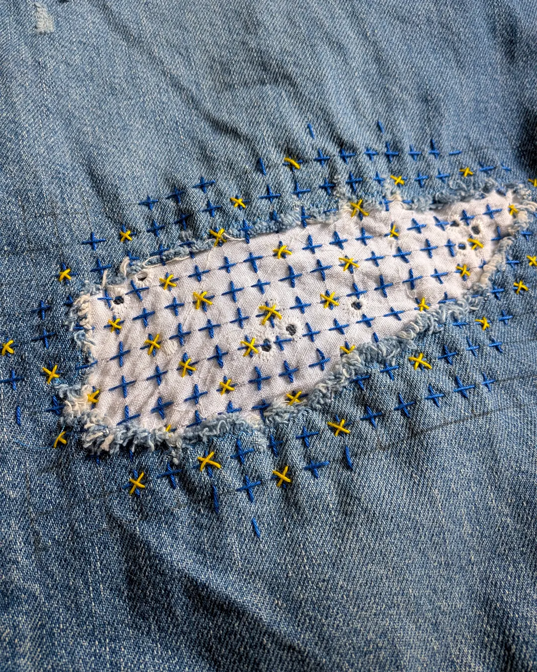 atelier initiation débutant sashiko broderie japonaise repriser réparer usure trou namur filkot